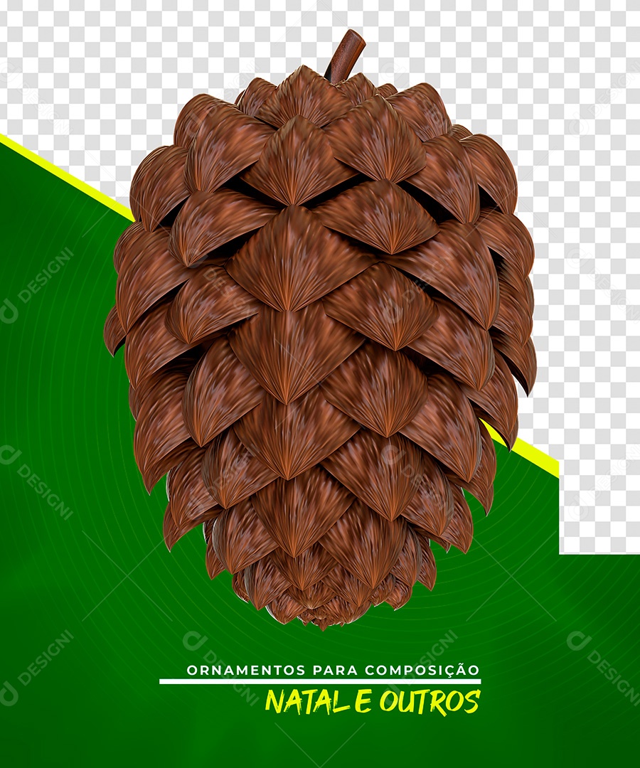 Elemento de Natal Pinha 3D PSD Para Composição