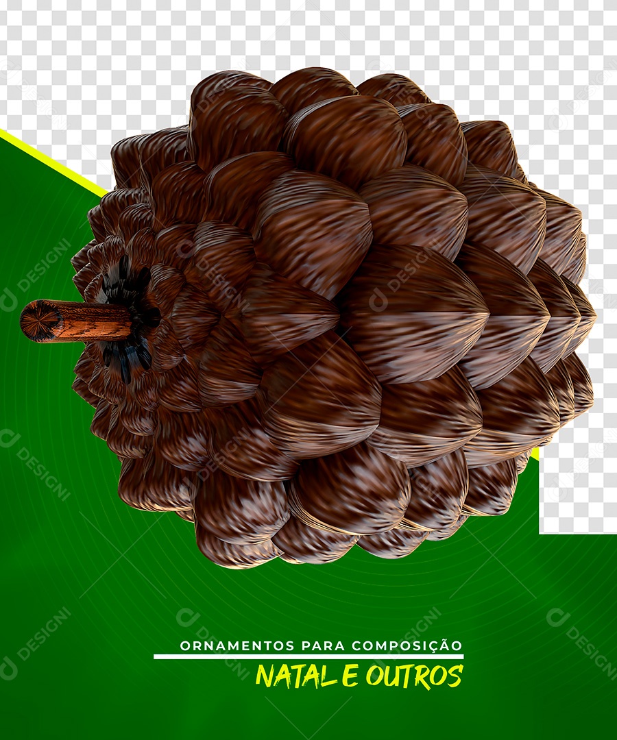 Elemento de Natal Pinha 3D PSD Para Composição