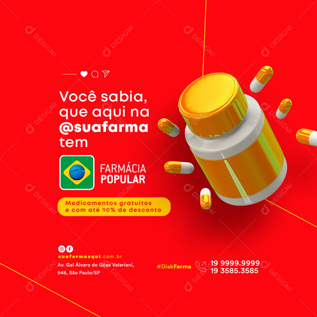 Você Sabia que Aqui na Farmácia Social Media PSD Editável