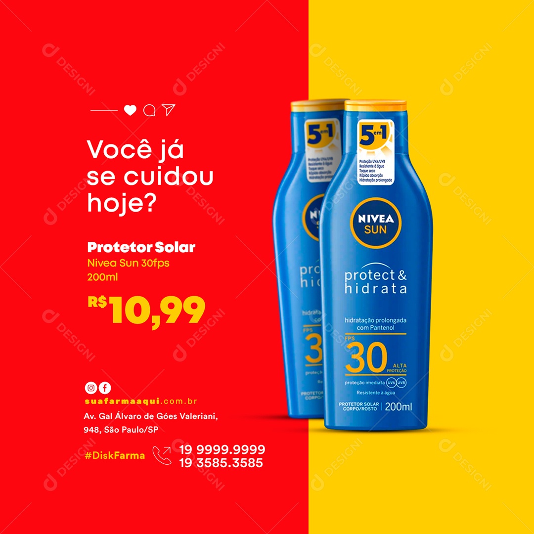 Você Já se Cuidou Hoje Farmácia Social Media PSD Editável