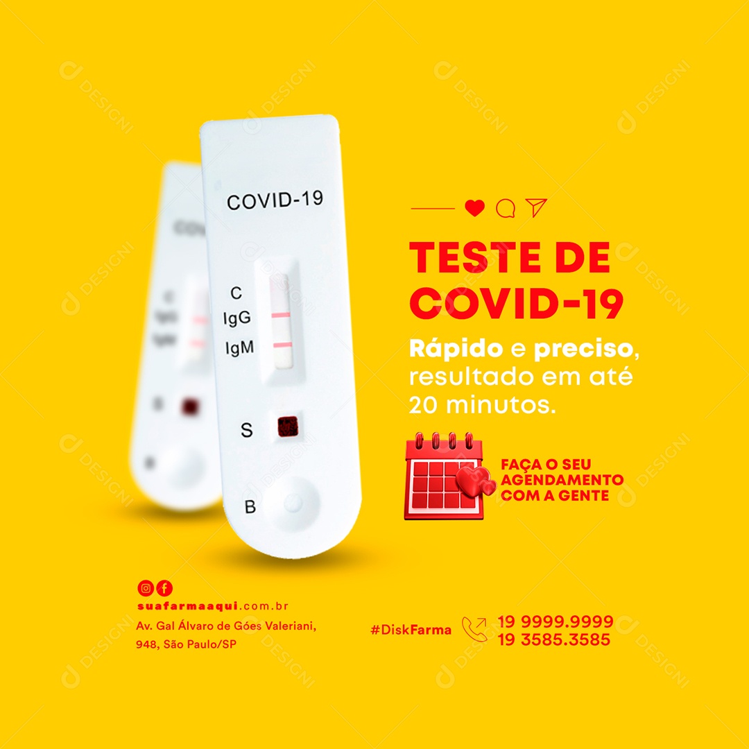 Teste de Covid-19 Farmácia Social Media PSD Editável