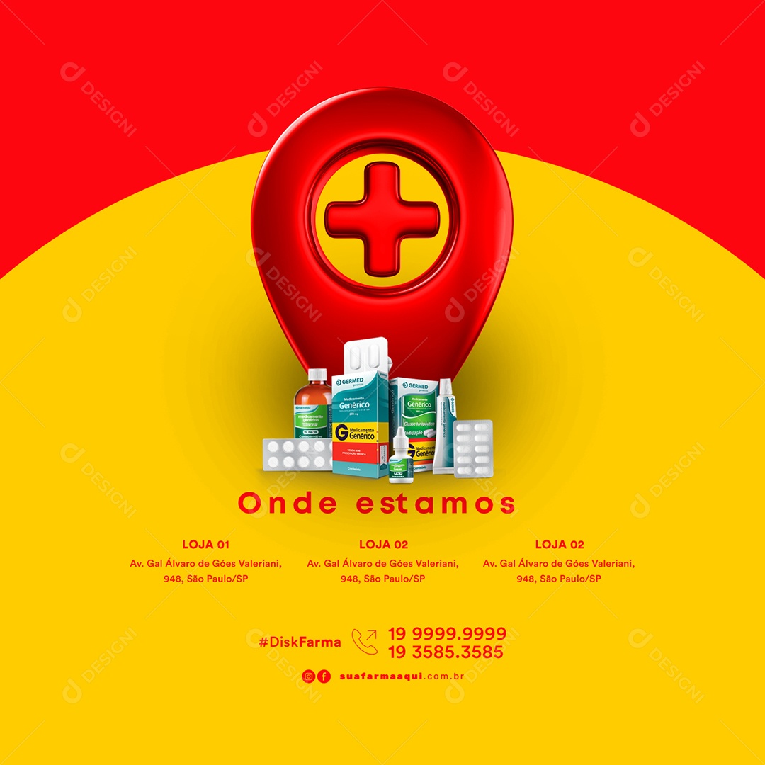 Onde Estamos Farmácia Social Media PSD Editável