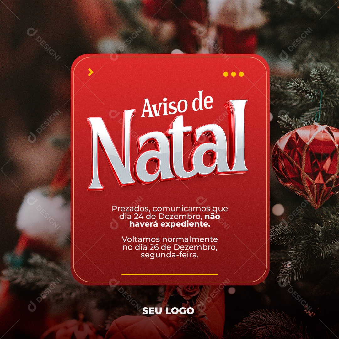 Aviso de Natal Social Media PSD Editável