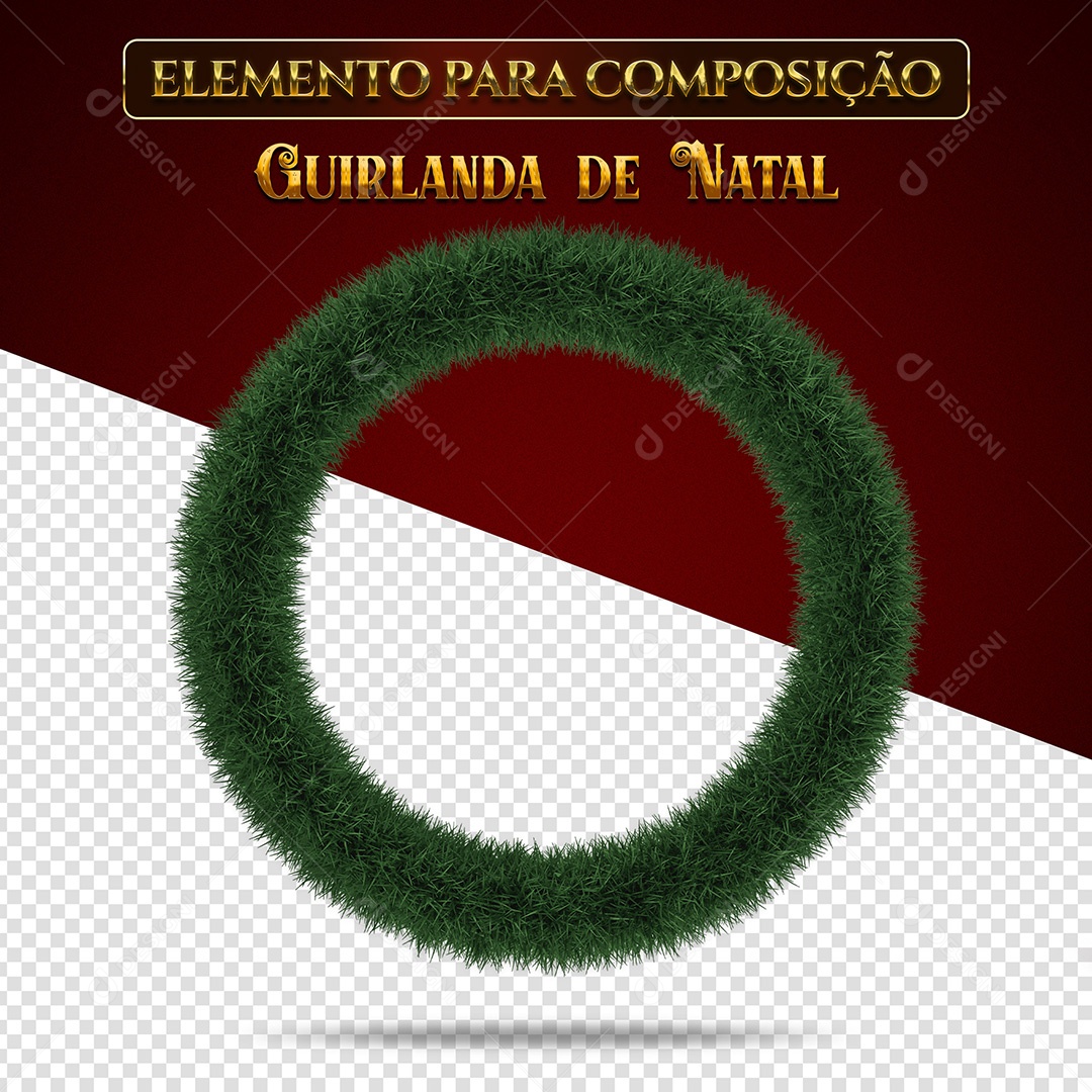 Elemento de Natal Guirlanda 3D PSD Para Composição