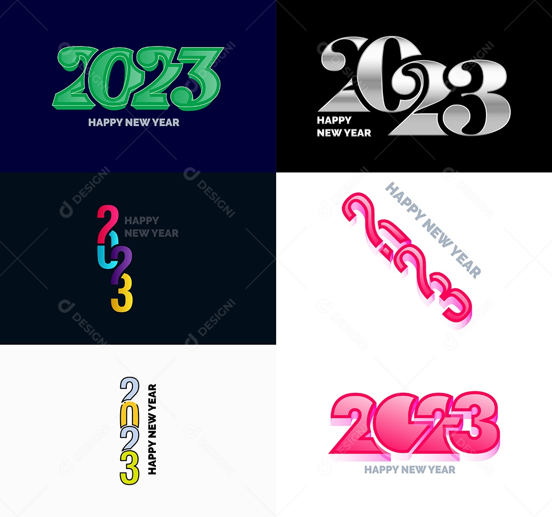 Conjunto de Feliz Ano Novo 2023 Ilustração Vetor EPS