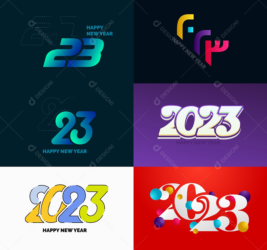 Conjunto de Feliz Ano Novo 2023 Ilustração Vetor EPS