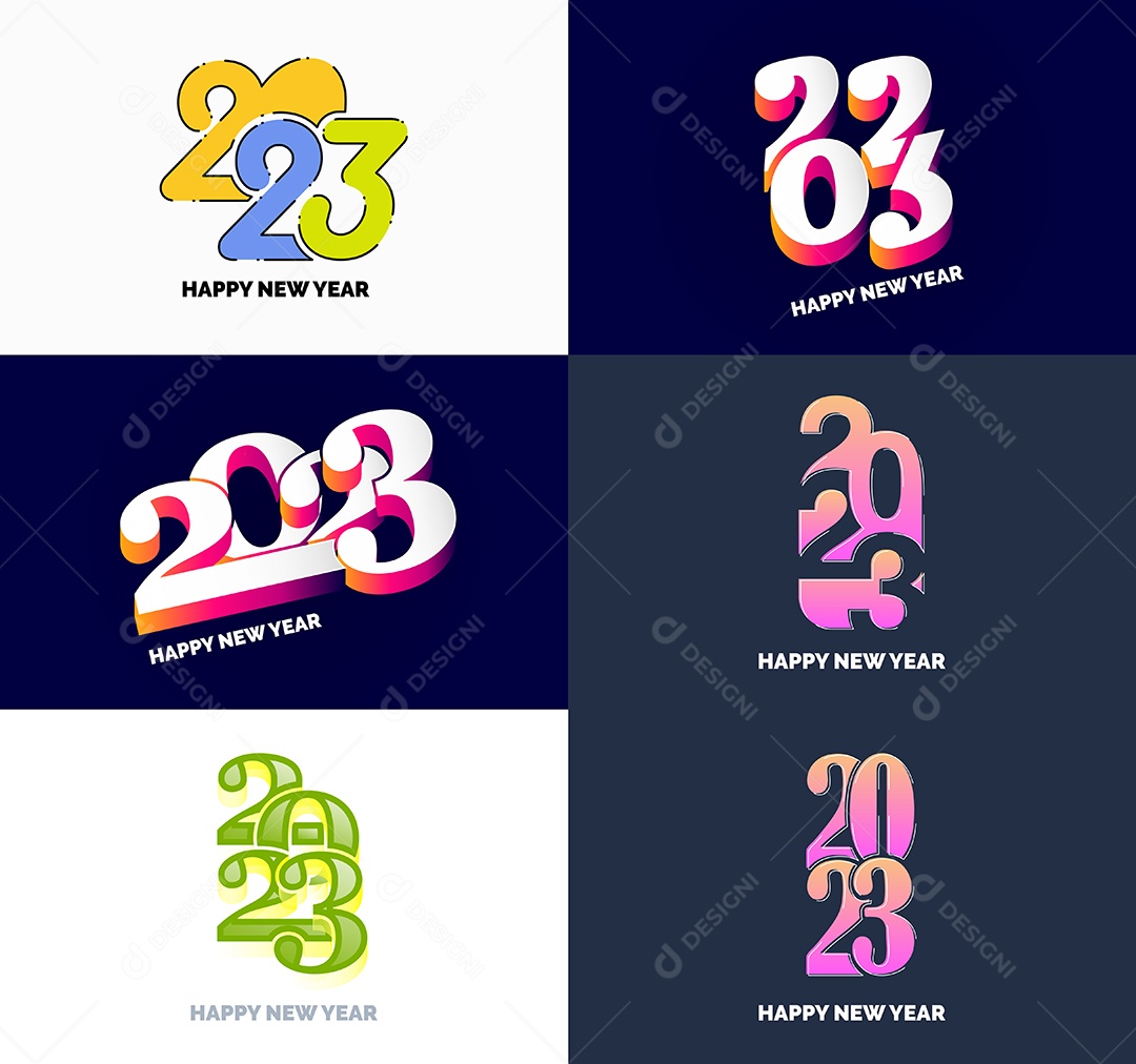 Conjunto de Feliz Ano Novo 2023 Ilustração Vetor EPS