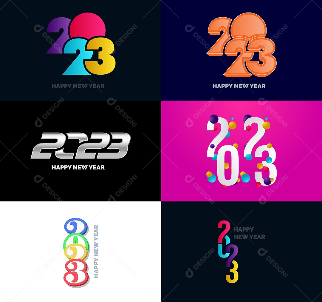 Conjunto de Feliz Ano Novo 2023 Ilustração Vetor EPS