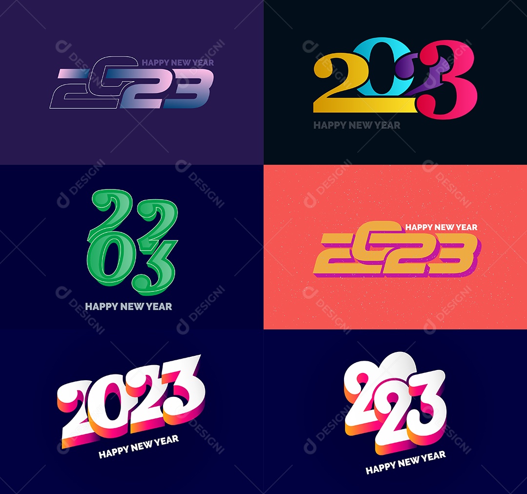 Conjunto de Feliz Ano Novo 2023 Ilustração Vetor EPS