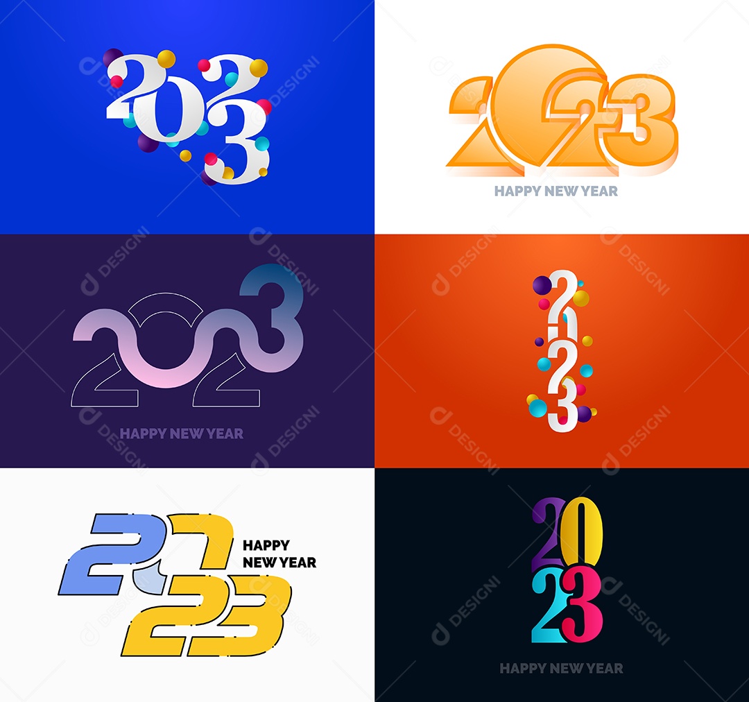 Conjunto de Feliz Ano Novo 2023 Ilustração Vetor EPS