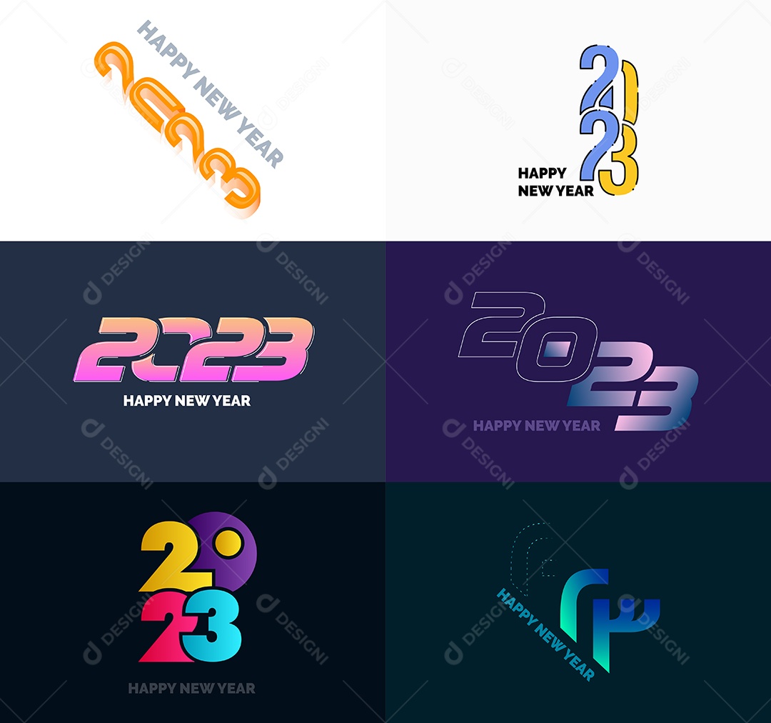 Conjunto de Feliz Ano Novo 2023 Ilustração Vetor EPS