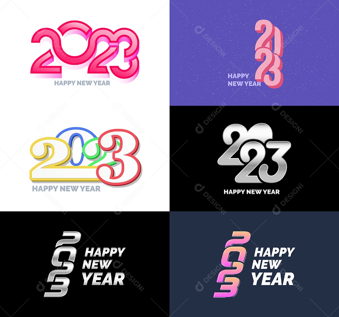 Conjunto de Feliz Ano Novo 2023 Ilustração Vetor EPS