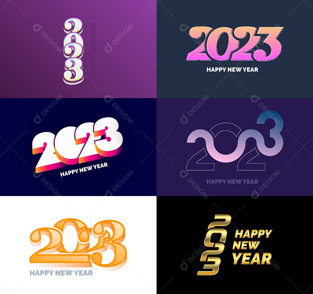 Conjunto de Feliz Ano Novo 2023 Ilustração Vetor EPS