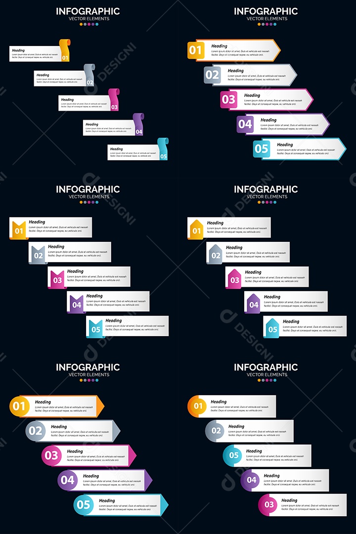 Conjunto de Infográficos Vetoriais Vetor EPS