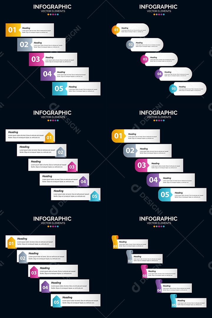 Conjunto de Infográficos Vetoriais Vetor EPS