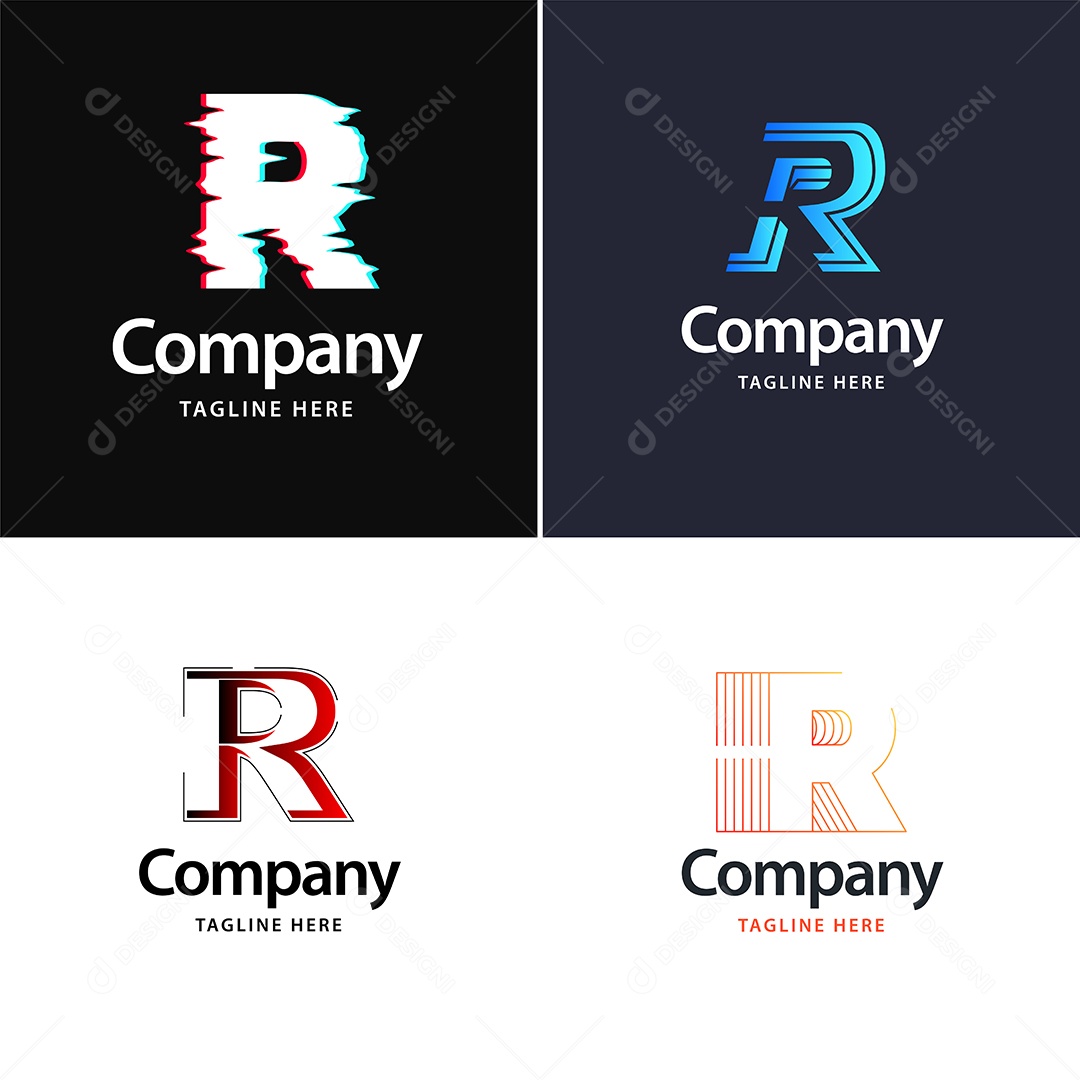 Logo R Personalizada Logotipos Modernos AI Editável