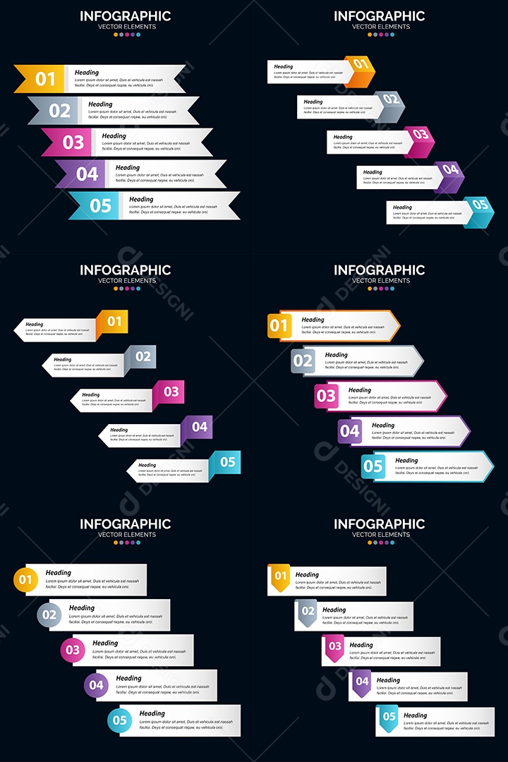 Conjunto de Infográficos Vetoriais Vetor EPS