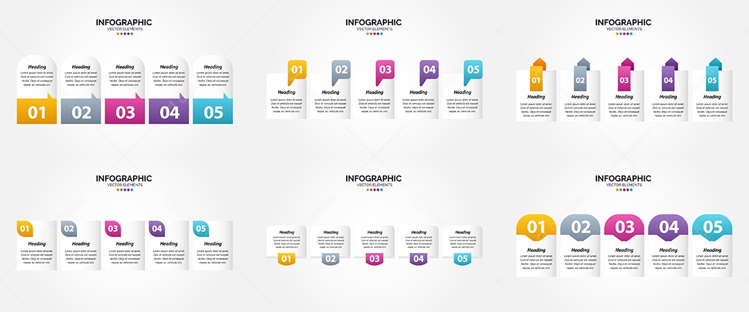 Conjunto de Infográficos Vetoriais Vetor EPS