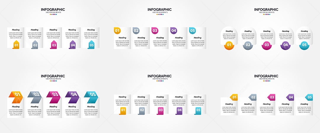 Conjunto de Infográficos Vetoriais Vetor EPS