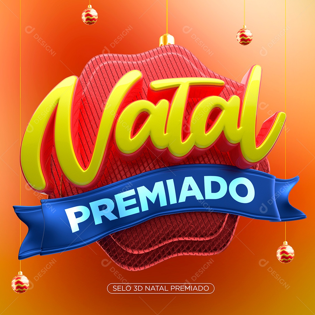 Selo 3D Natal Premiado PSD Para Composição