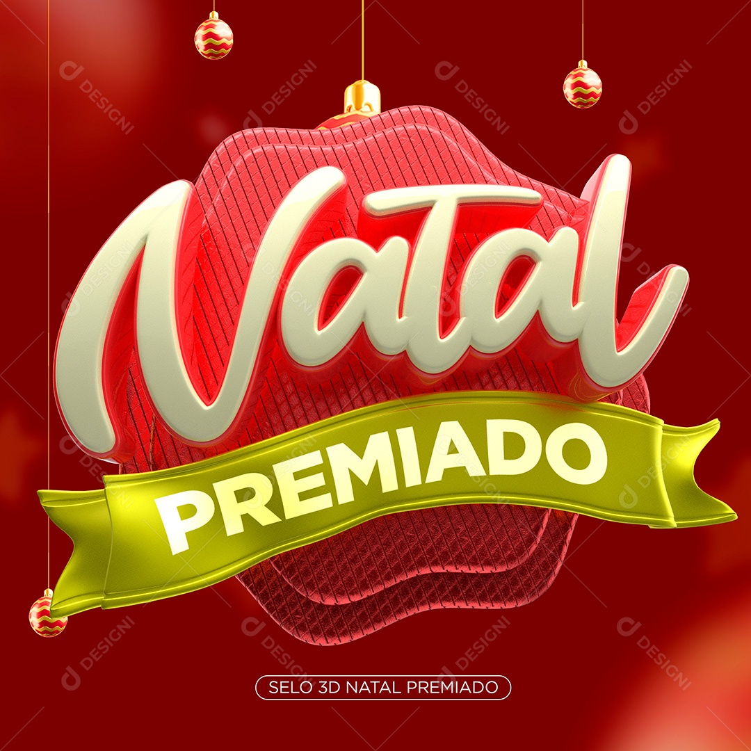 Selo 3D Natal Premiado PSD Para Composição