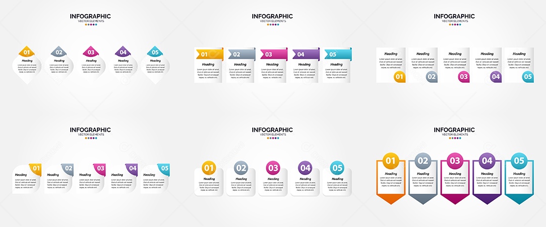 Conjunto de Infográficos Vetoriais Vetor EPS