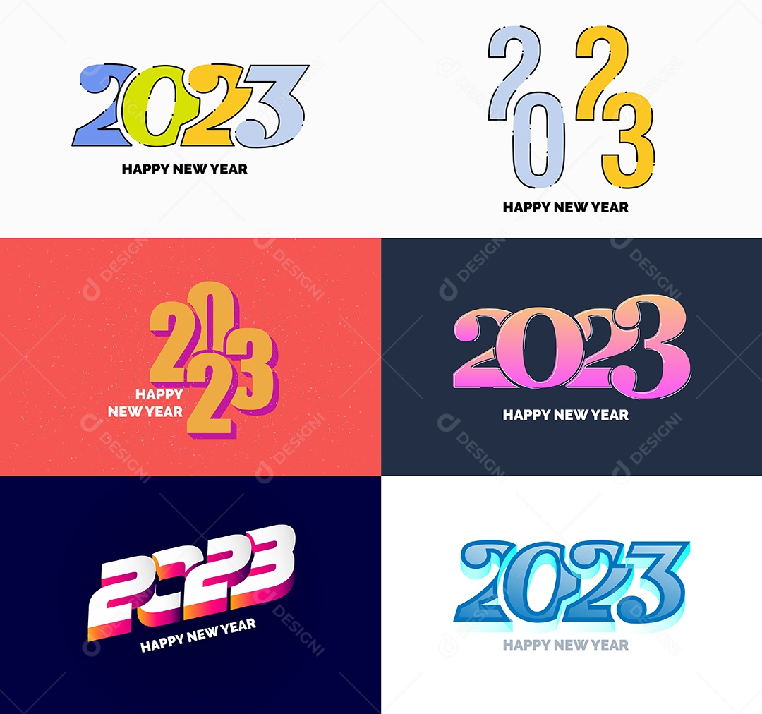 Conjunto de Feliz Ano Novo 2023 Ilustração Vetor EPS