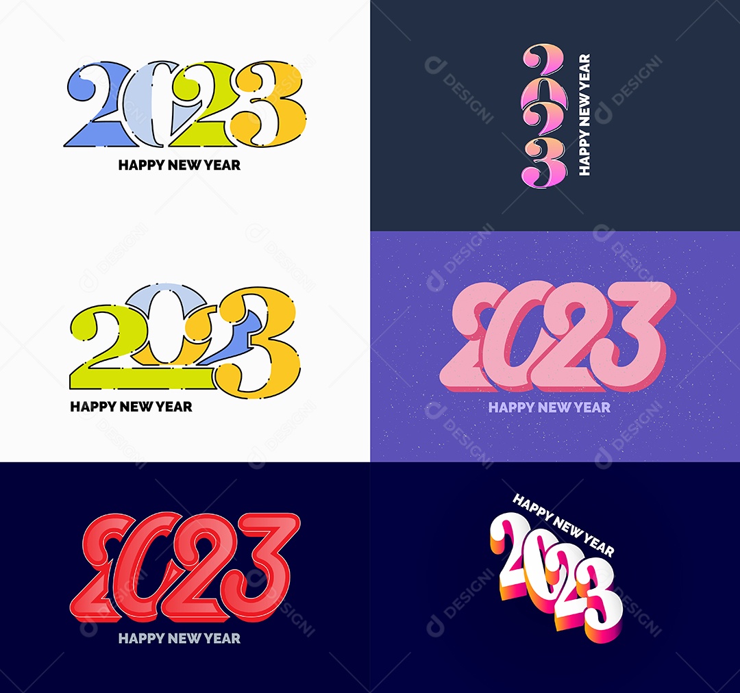 Conjunto de Feliz Ano Novo 2023 Ilustração Vetor EPS