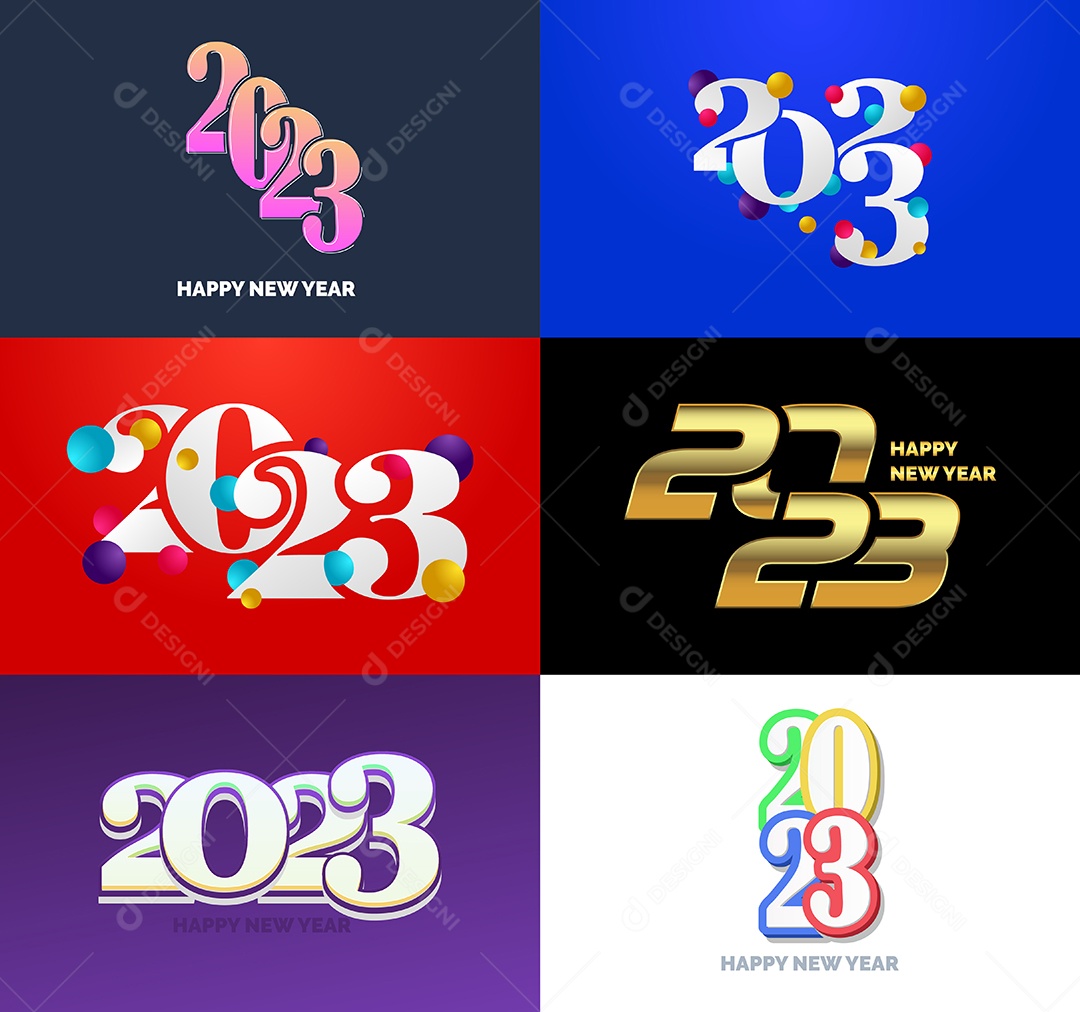 Conjunto de Feliz Ano Novo 2023 Ilustração Vetor EPS
