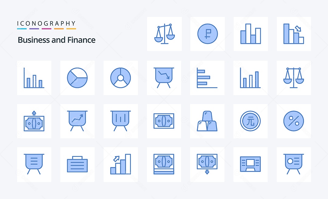 Conjunto de Ícones de Negócios Ilustração Vetor EPS