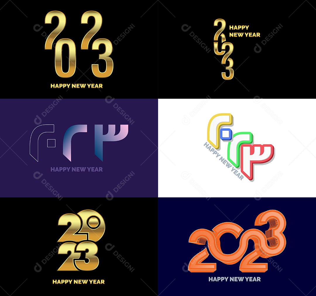 Conjunto de Feliz Ano Novo 2023 Ilustração Vetor EPS