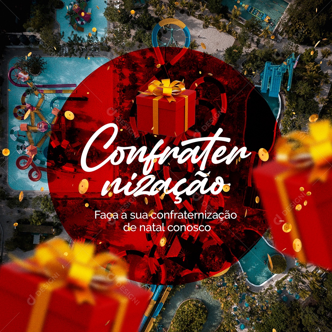 Faça a Sua Confraternização de Natal Conosco Social Media PSD Editável