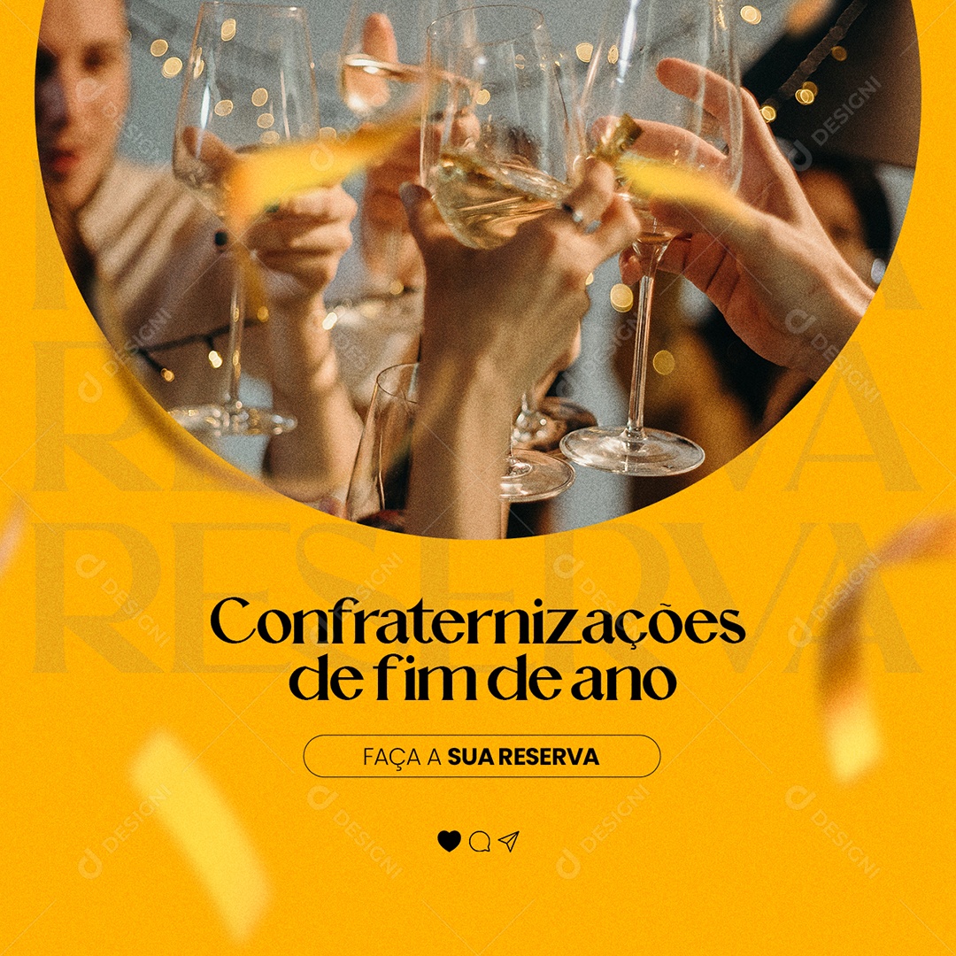 Confraternização de Fim de Ano Faça a Sua Reserva Restaurante Social Media PSD Editável