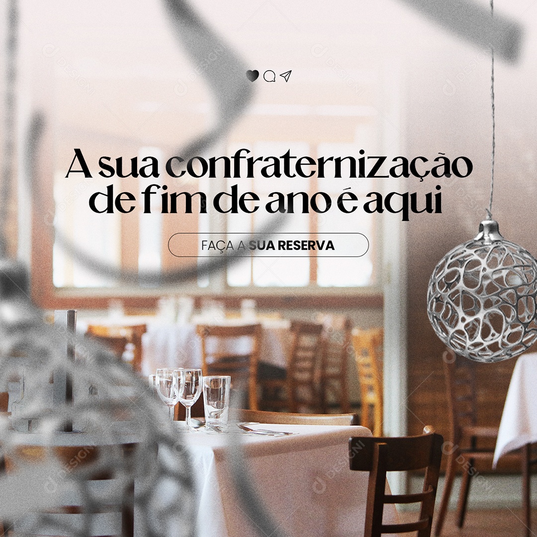 A Sua Confraternização de Fim de Ano é Aqui Restaurante Social Media PSD Editável