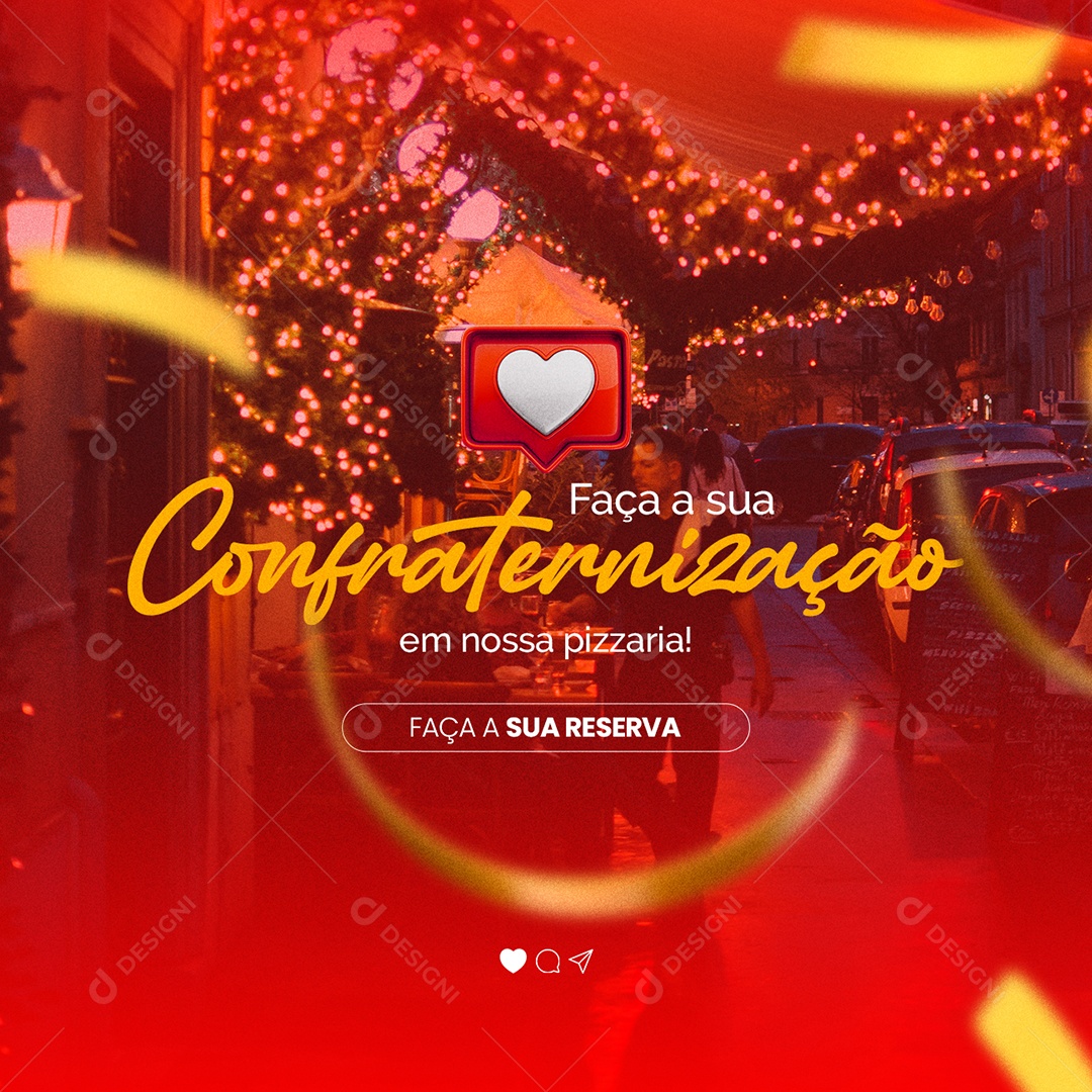 Faça a Sua Confraternização em Nossa Pizzaria Social Media PSD Editável