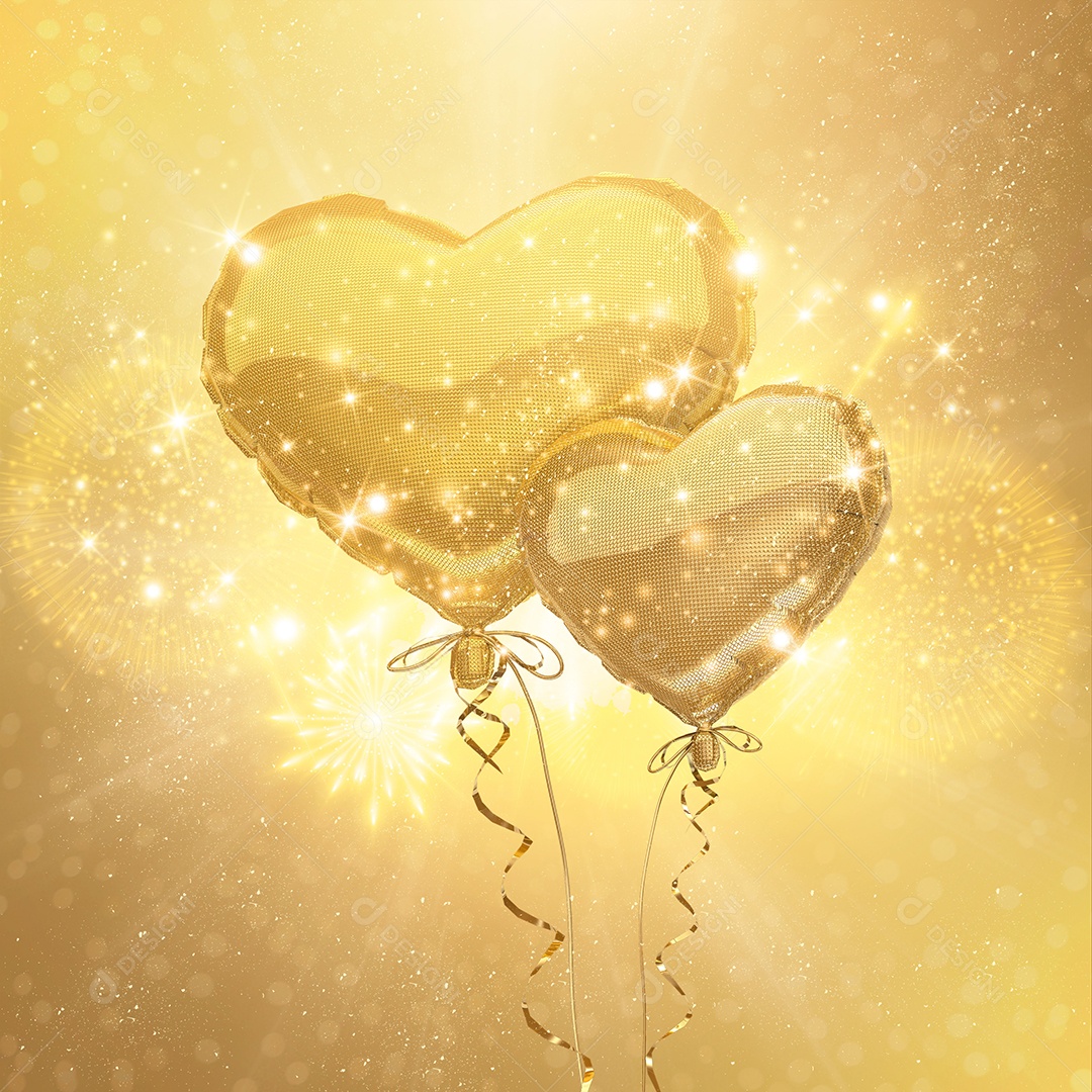 Elemento 3D Para Composição Balão Dourado PSD