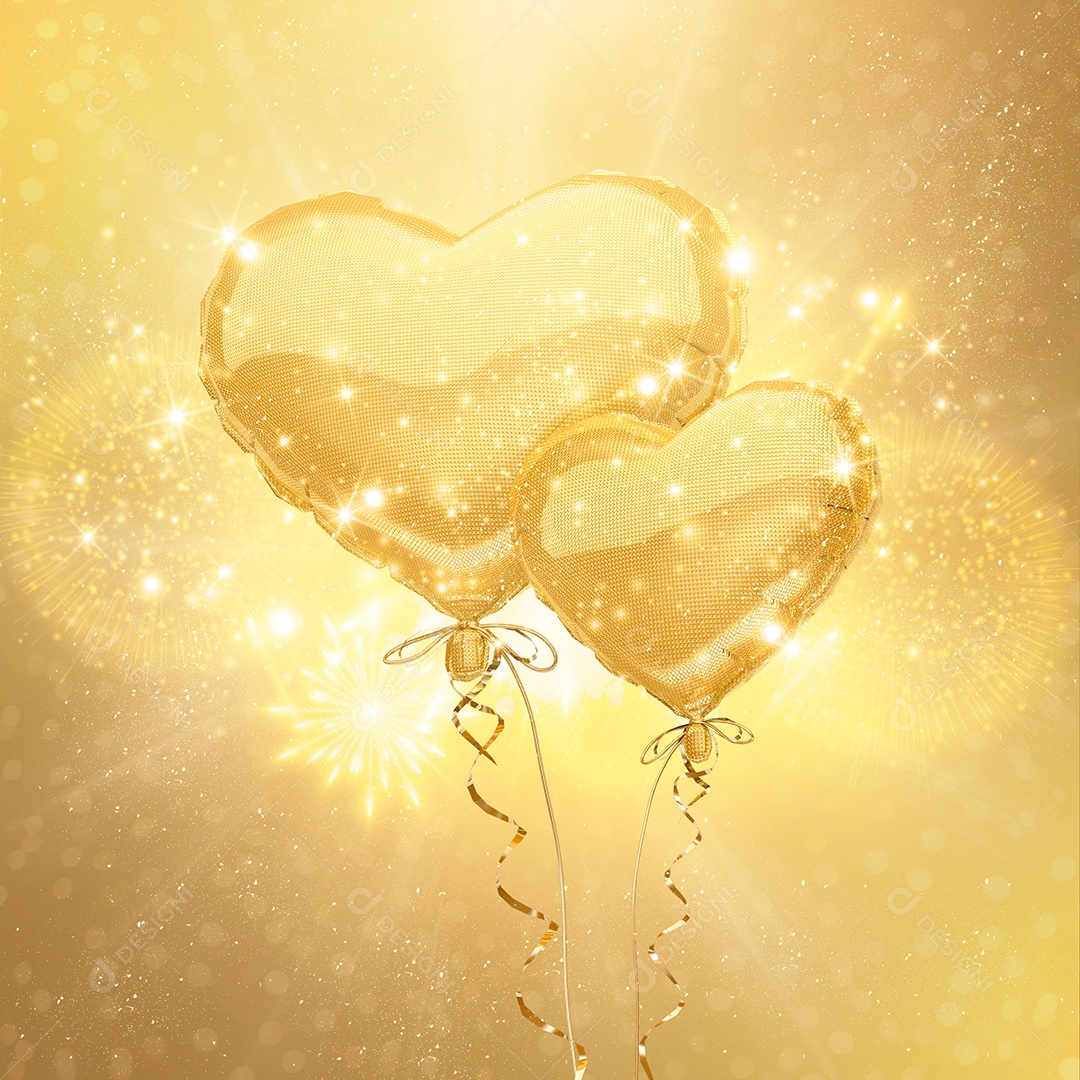 Elemento 3D Para Composição Balão Dourado PSD