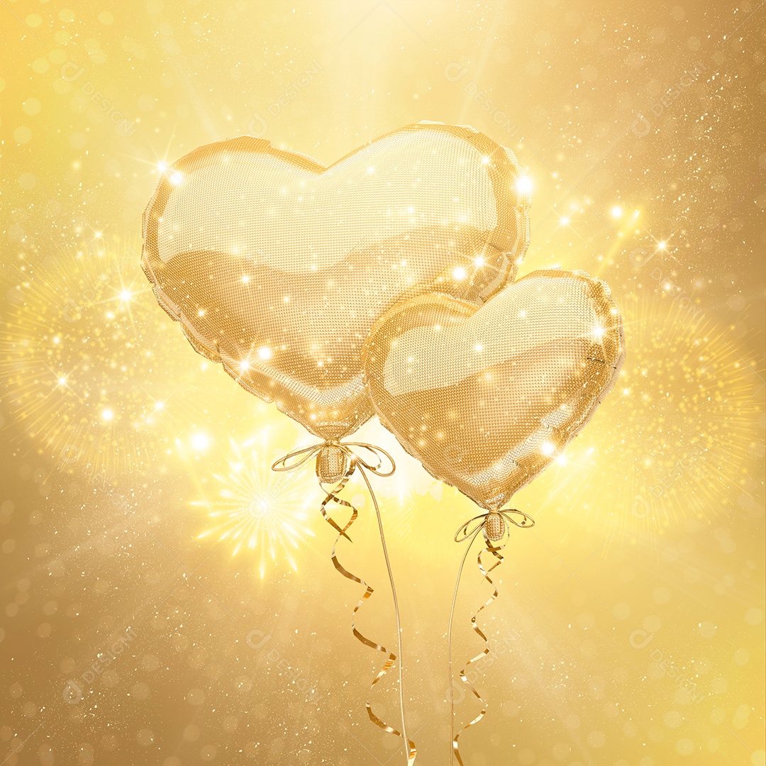 Elemento 3D Para Composição Balão Dourado PSD