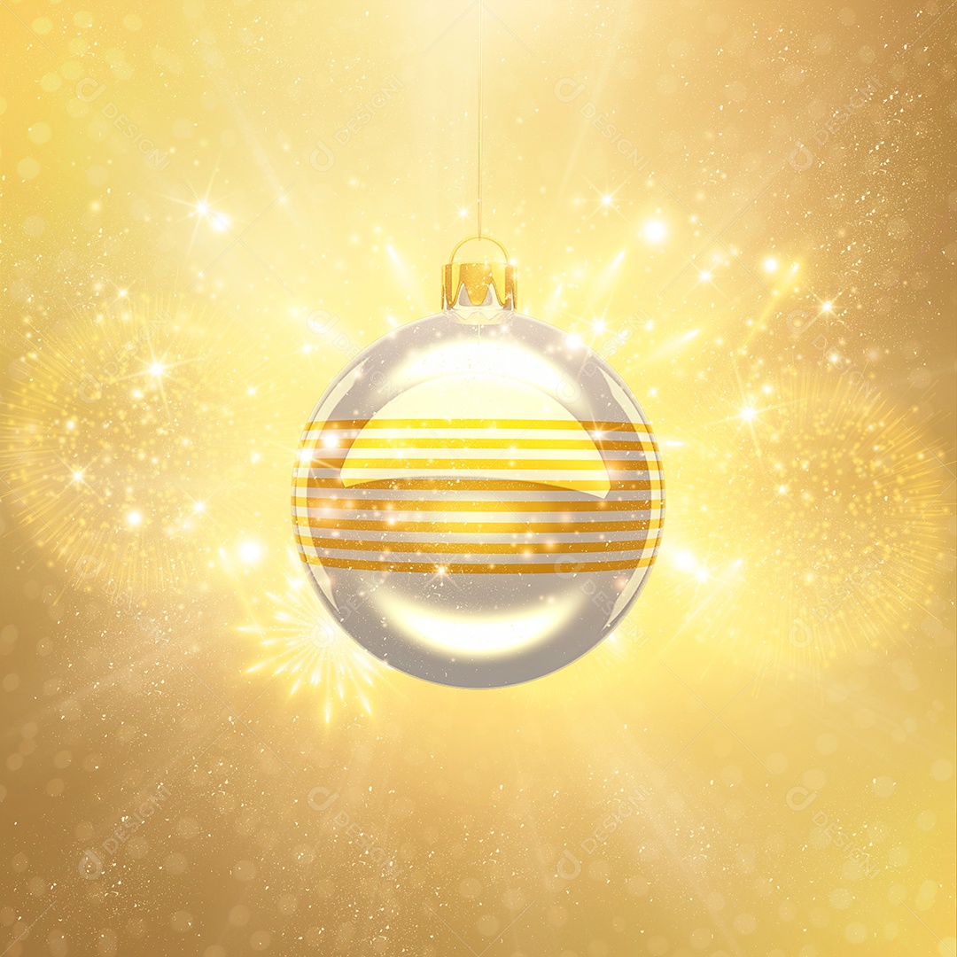 Elemento 3D Para Composição Bola Prata e Dourada PSD