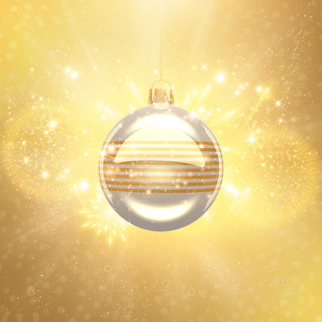 Elemento 3D Para Composição Bola Prata e Dourada PSD