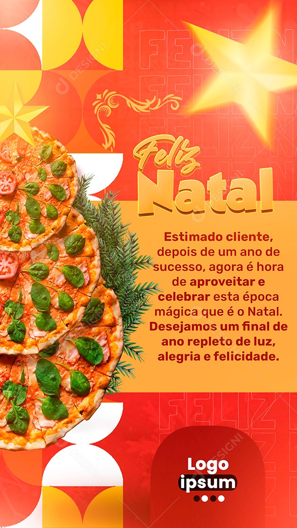 Post Feliz Natal Pizzaria PSD Social Media PSD Editável