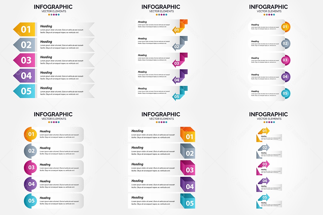 Conjunto de Infográficos Vetoriais Vetor EPS