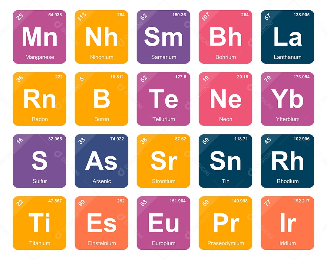 Tabela Periódica Colorida Ícones Vetor EPS