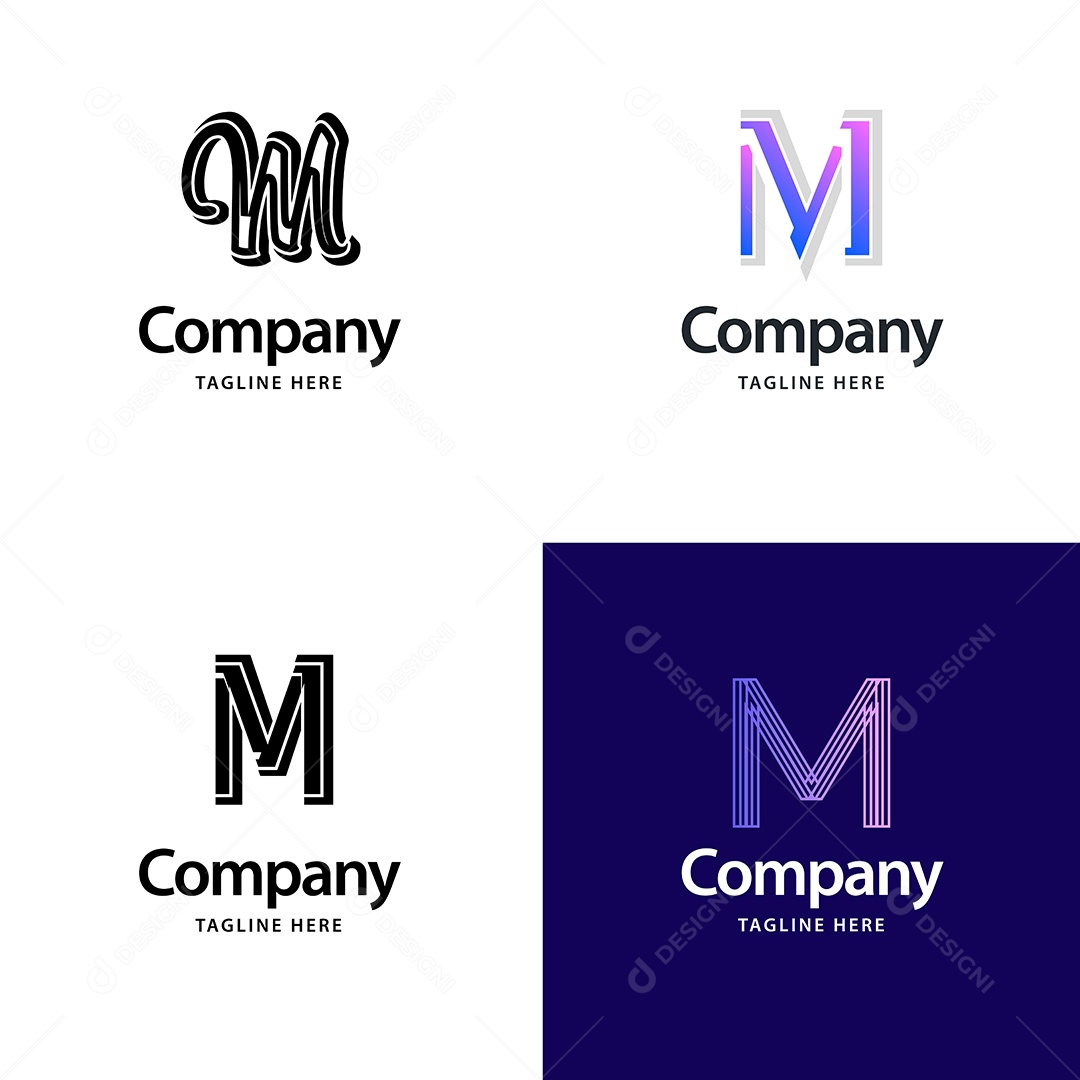 Logo M Personalizada Logotipos Modernos AI Editável
