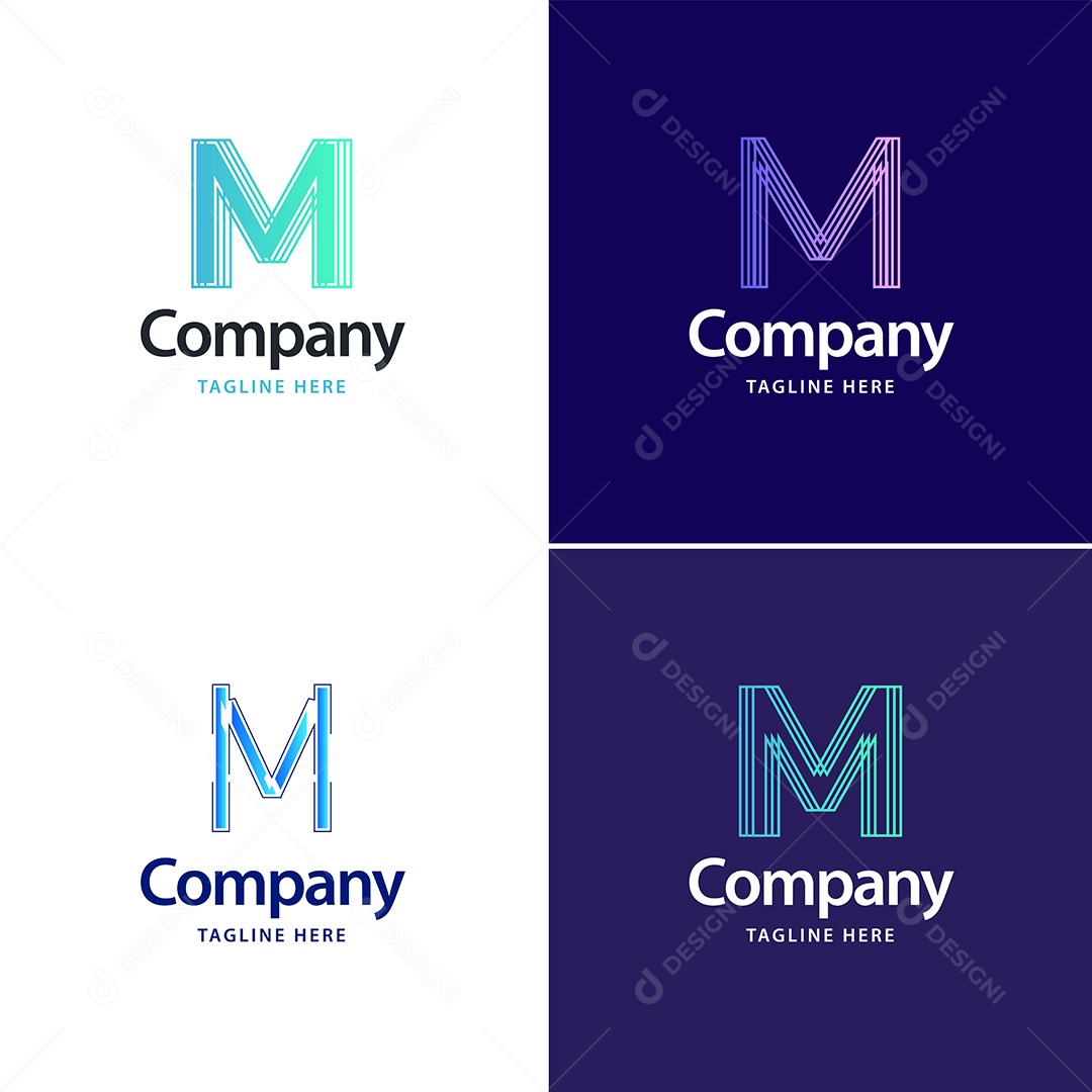 Logo M Personalizada Logotipos Modernos AI Editável