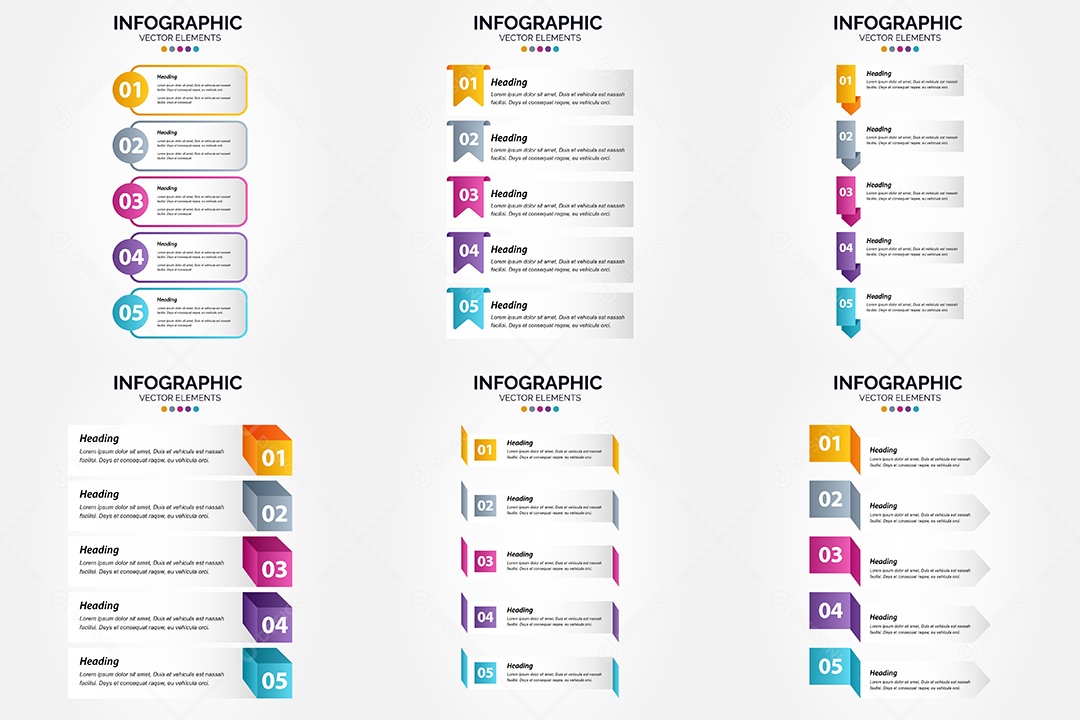 Conjunto de Infográficos Vetoriais Vetor EPS