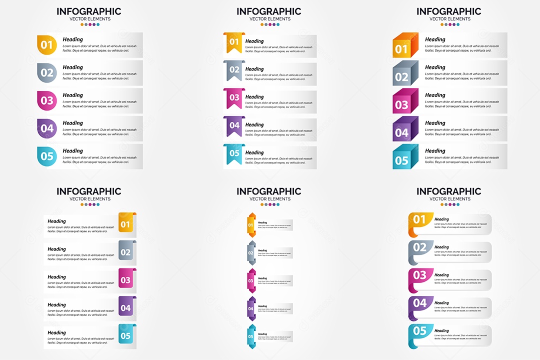 Conjunto de Infográficos Vetoriais Vetor EPS