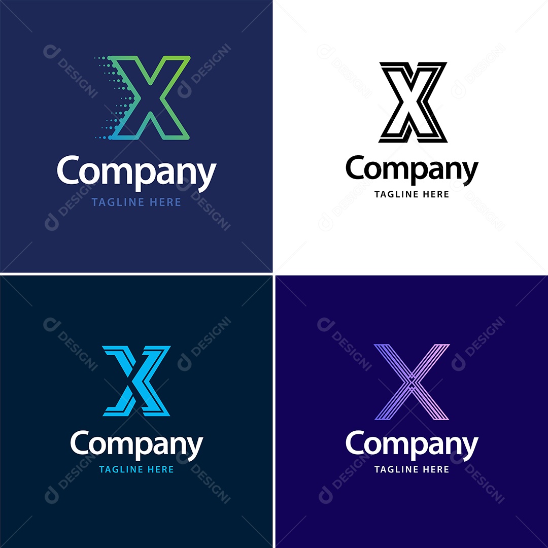 Logo X Personalizada Logotipos Modernos AI Editável
