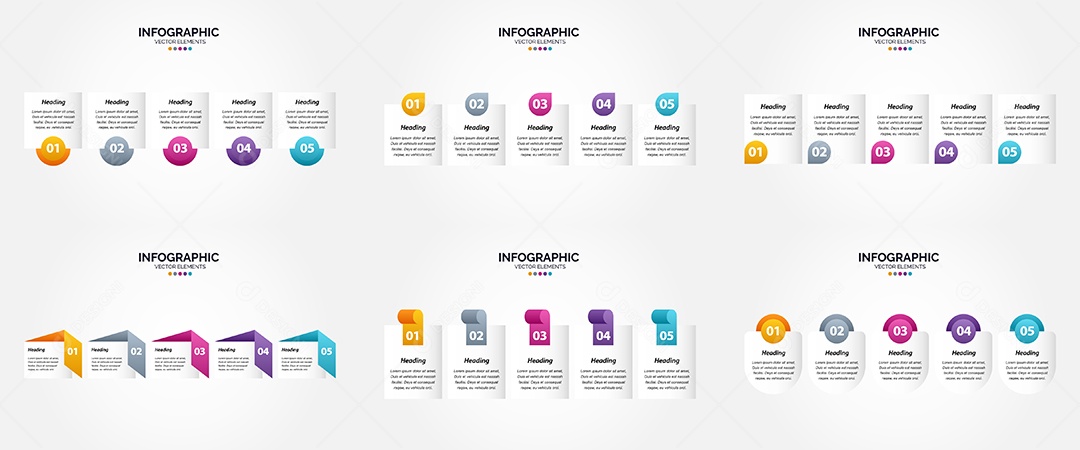 Conjunto de Infográficos Vetoriais Vetor EPS