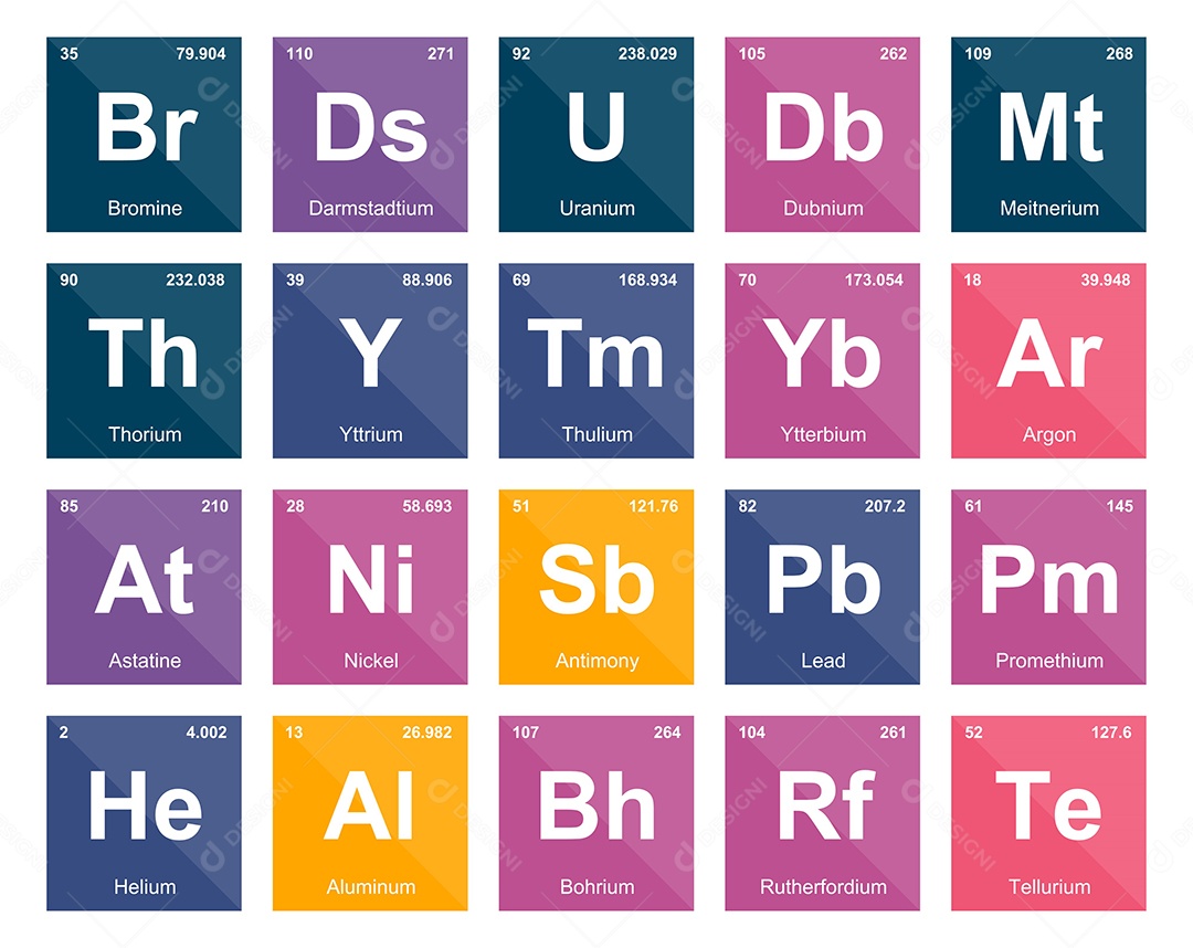 Tabela Periódica Colorida Ícones Vetor EPS